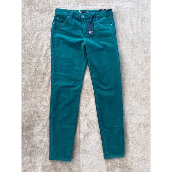 NWT KUT From the Kloth Diana Skinny Green Soft Corduroy Pants Women’s Size 8 - Picture 1 of 6